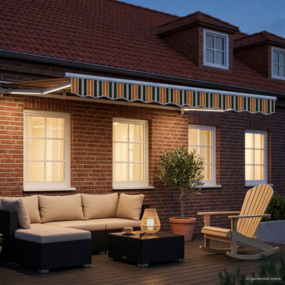 Manual Awning Frame with LEDs Green, Yellow and White 3 x 2.5 m