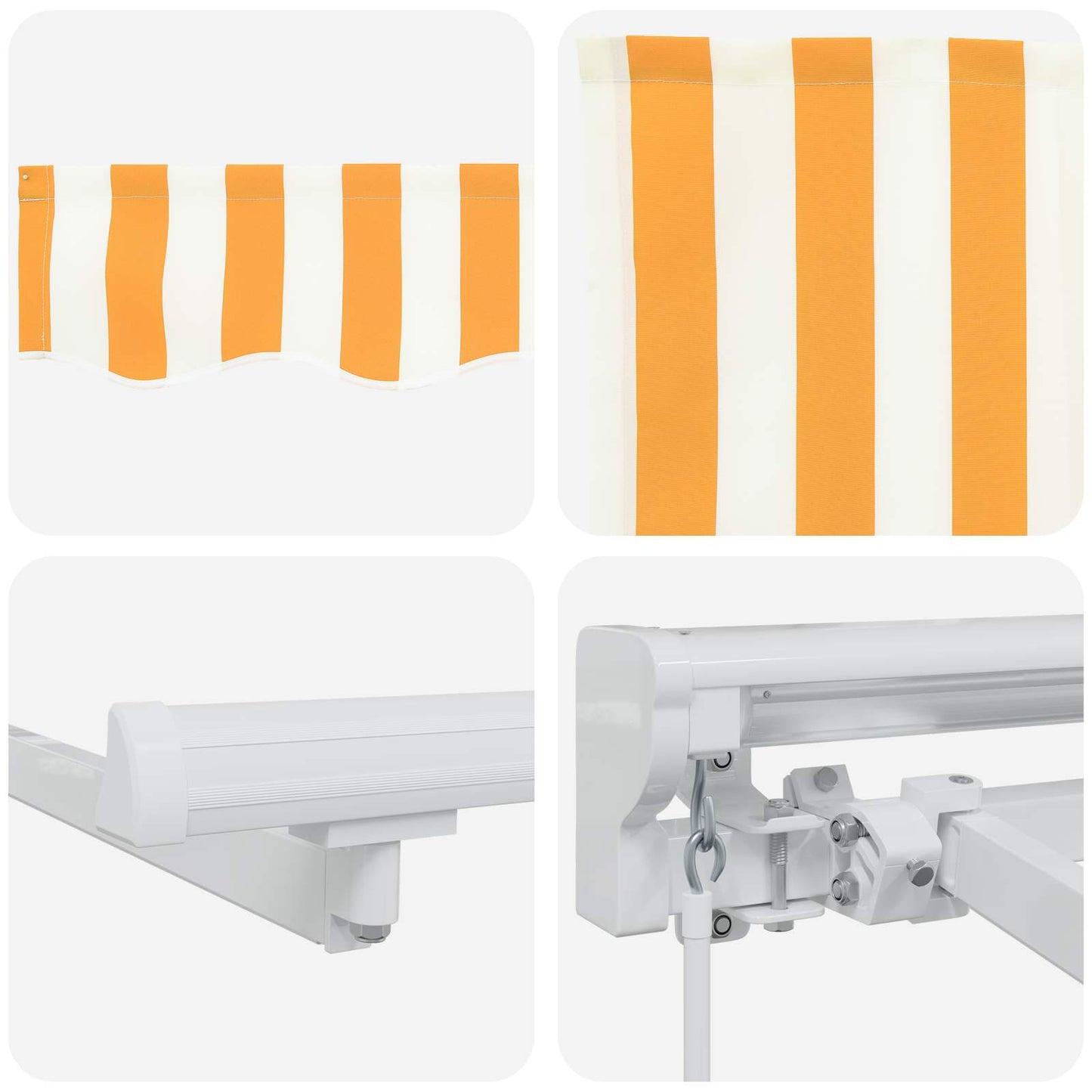 Manual Awning Frame with LEDs Yellow and White 3.5 x 2.5 m