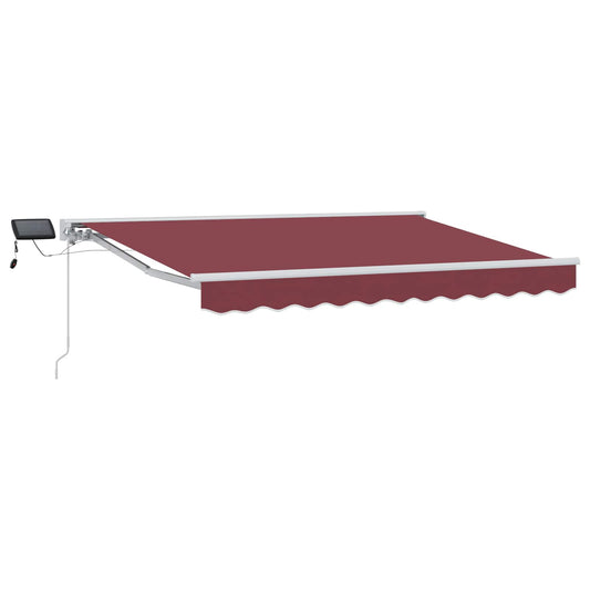 Manual Awning Frame with LEDs Burgundy and White 3.5 x 2.5 m