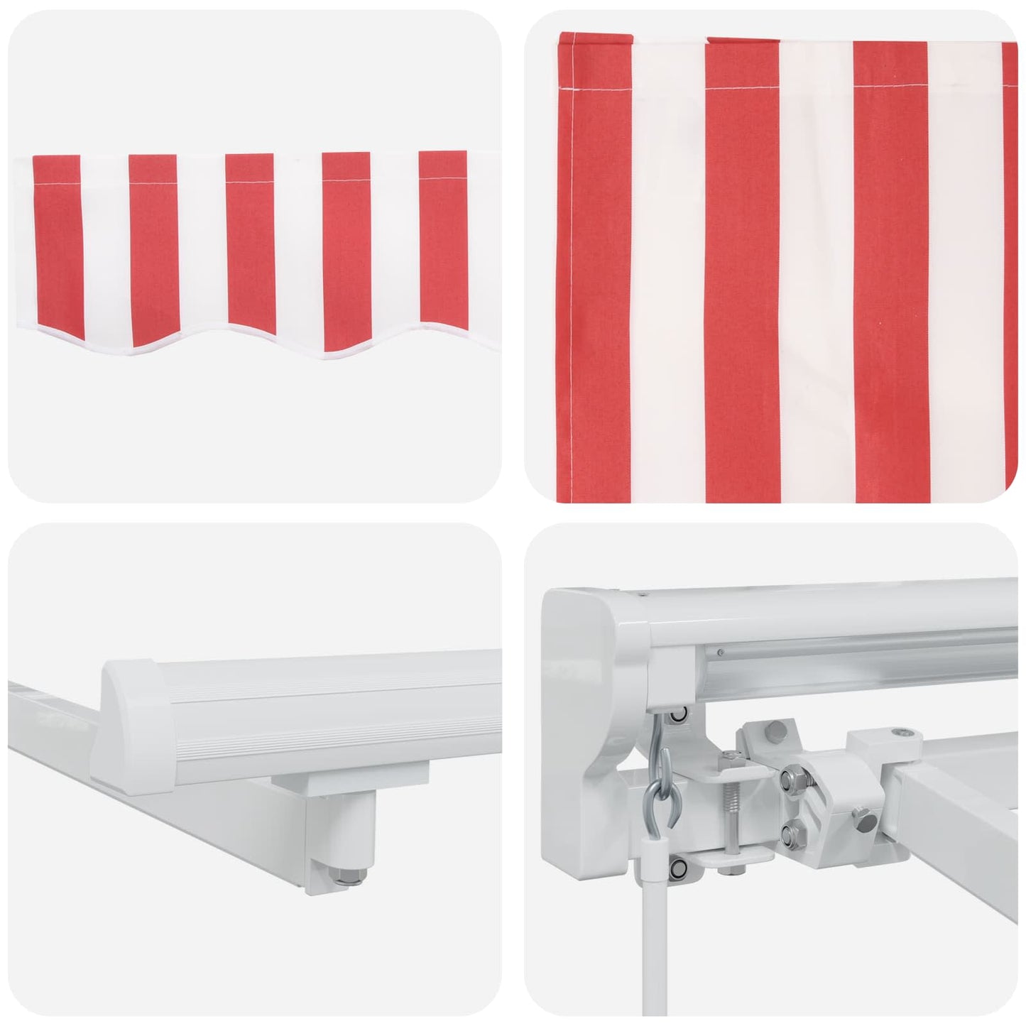 Manual Awning Frame with LEDs Red and White 3.5 x 2.5 m
