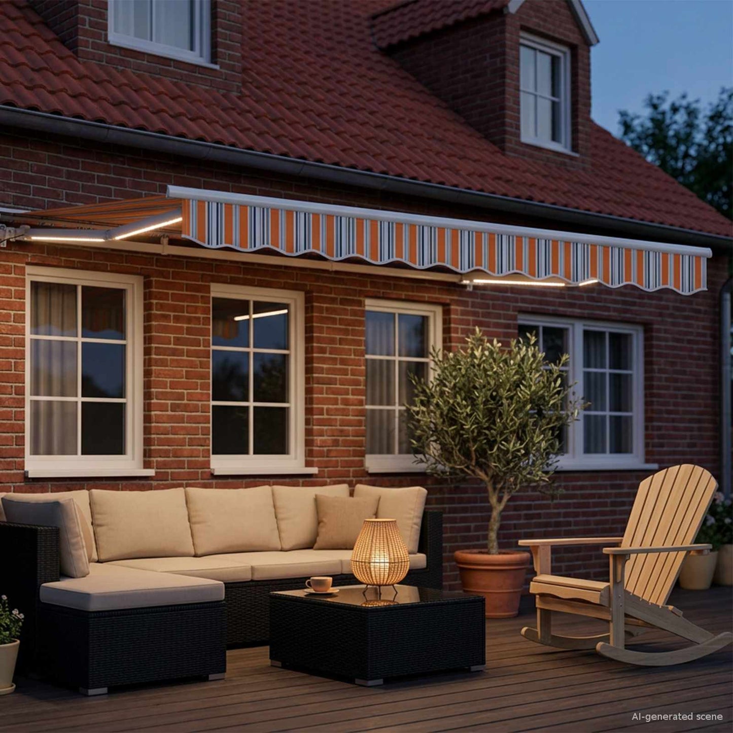 Manual Awning Frame with LEDs 3.5 x 2.5 m