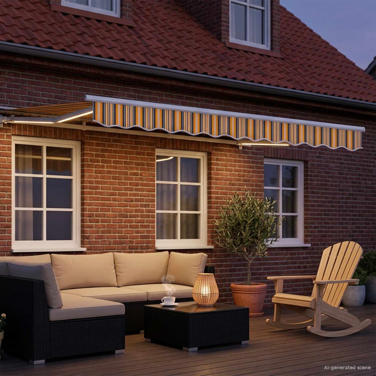 Manual Awning Frame with LEDs 3.5 x 2.5 m