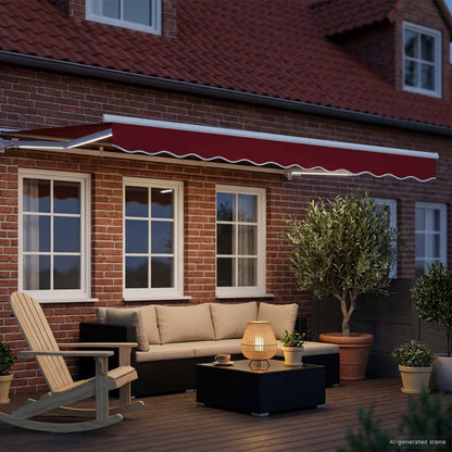 Manual Awning Frame with LEDs Red and White 3.5 x 2.5 m