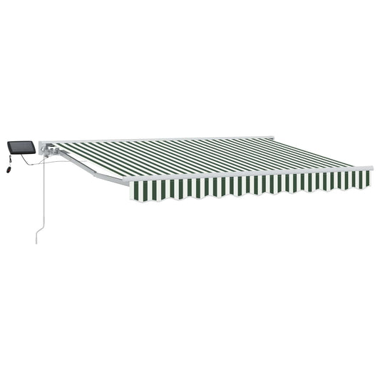 Manual Awning Frame with LEDs Green and White 3.5 x 2.5 m