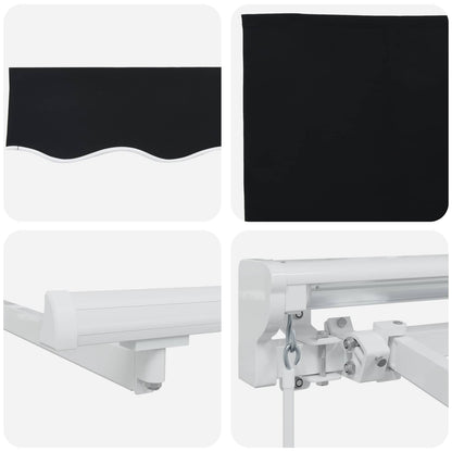 Manual Awning Frame with LEDs Black and White 4 x 3 m