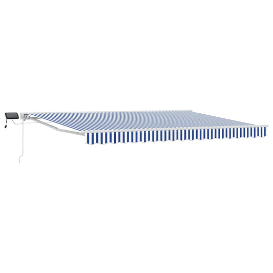 Manual Awning Frame with LEDs Blue and White 4 x 3.5 m