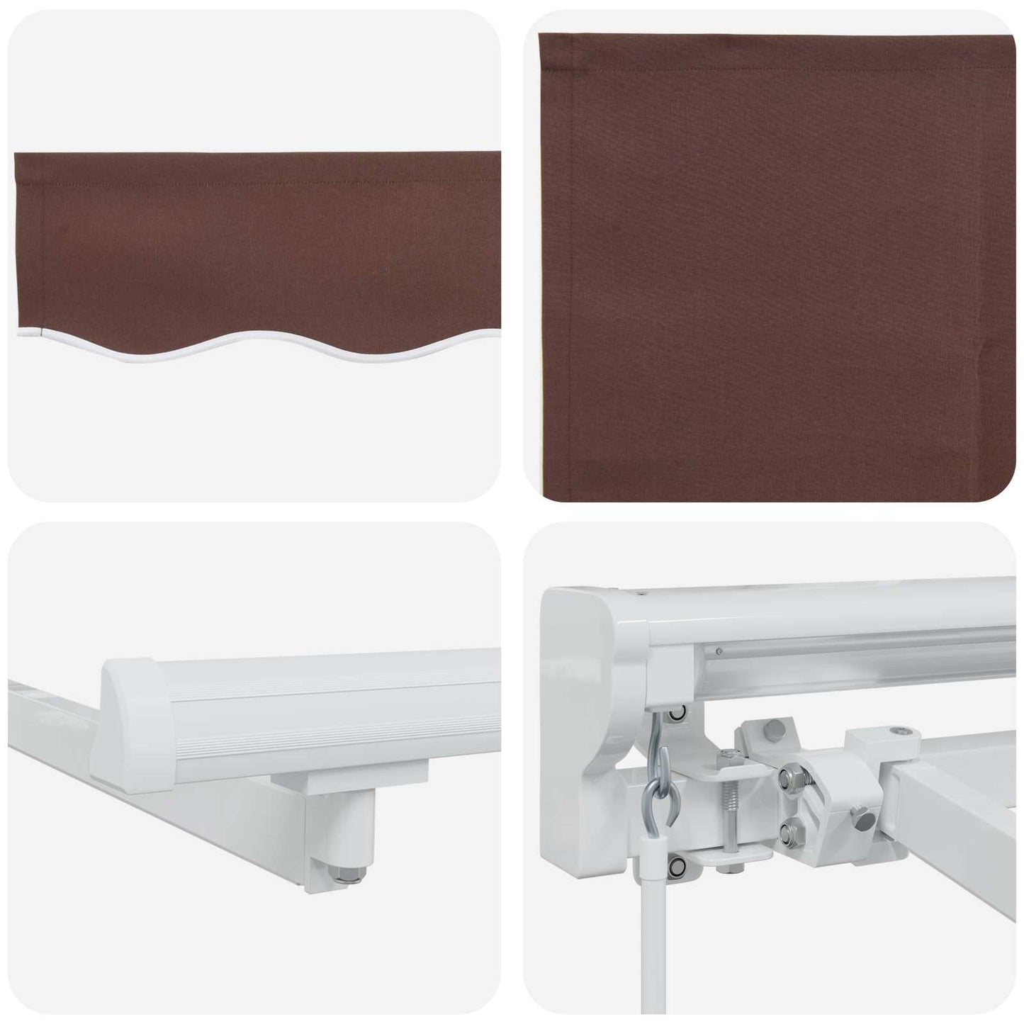 Manual Awning Frame with LEDs Brown and White 4 x 3.5 m