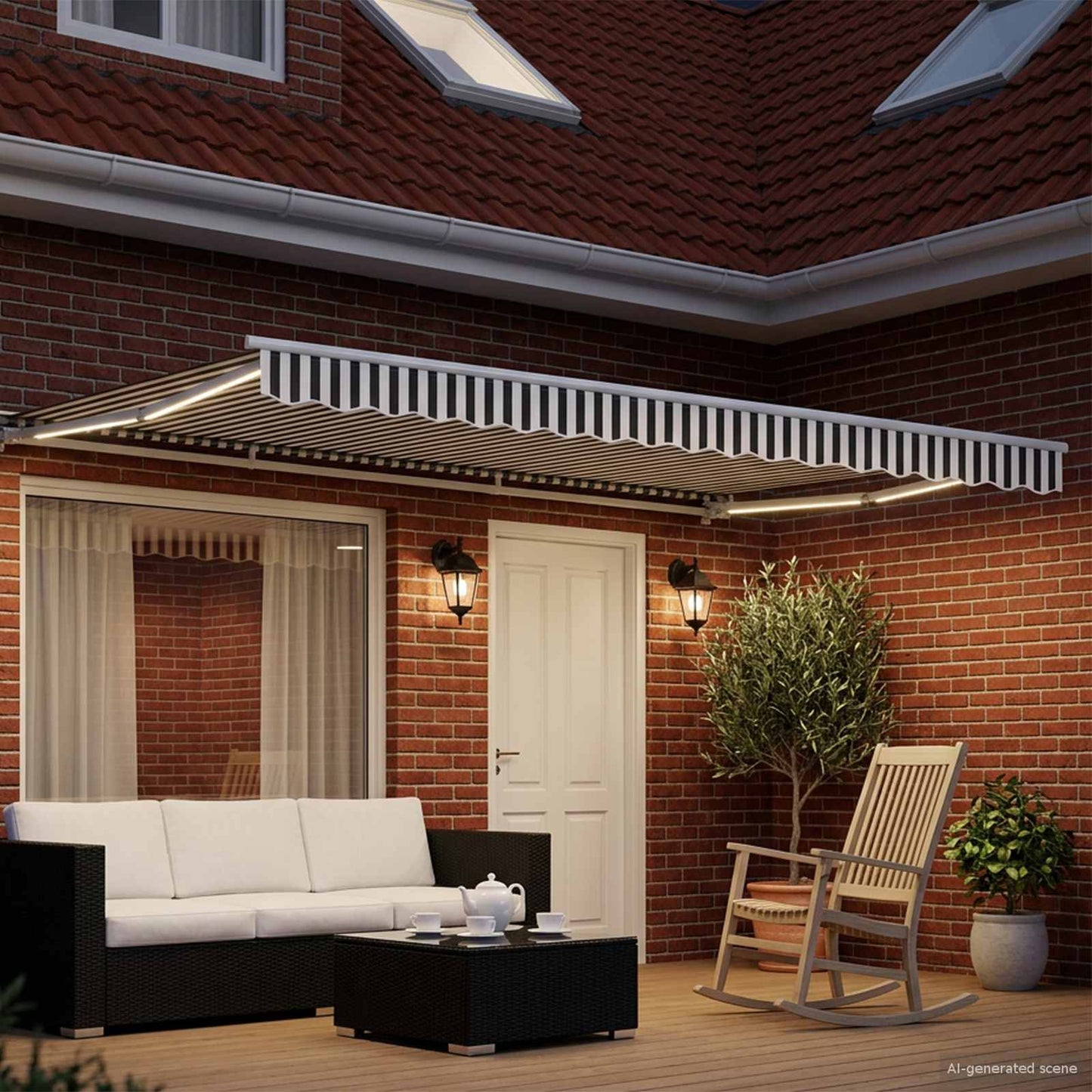 Manual Awning Frame with LEDs Anthracite and White 4 x 3.5 m