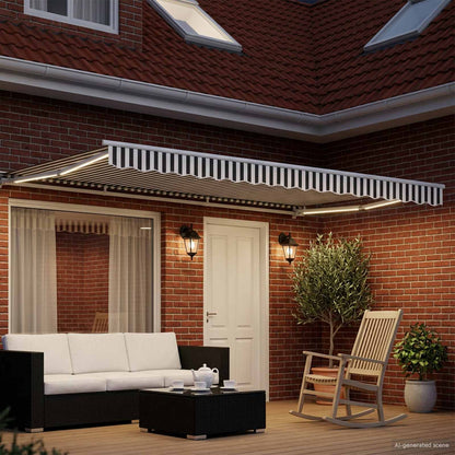 Manual Awning Frame with LEDs Anthracite and White 4 x 3.5 m