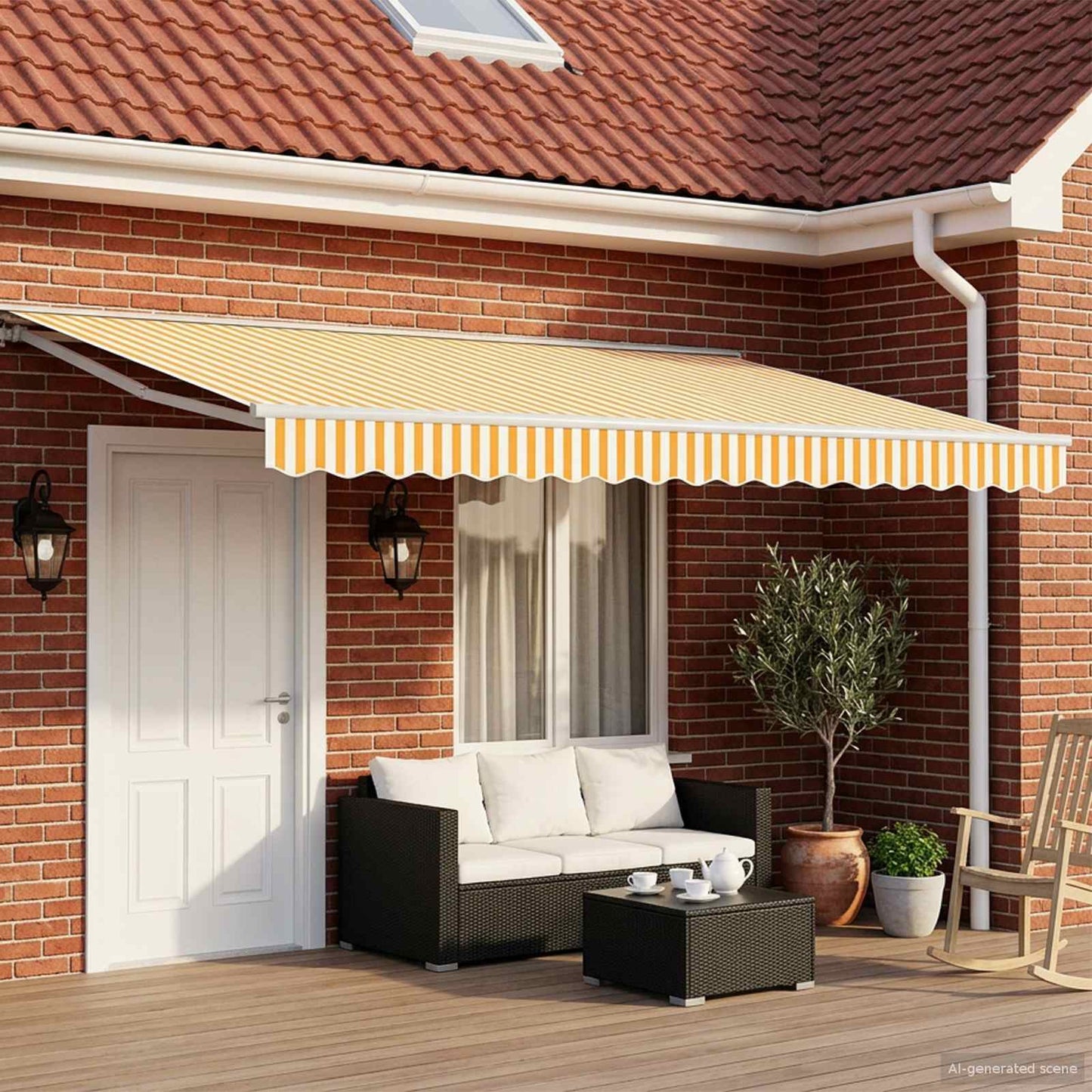 Yellow and White 4.5 x 3 m Polyester with PU coating