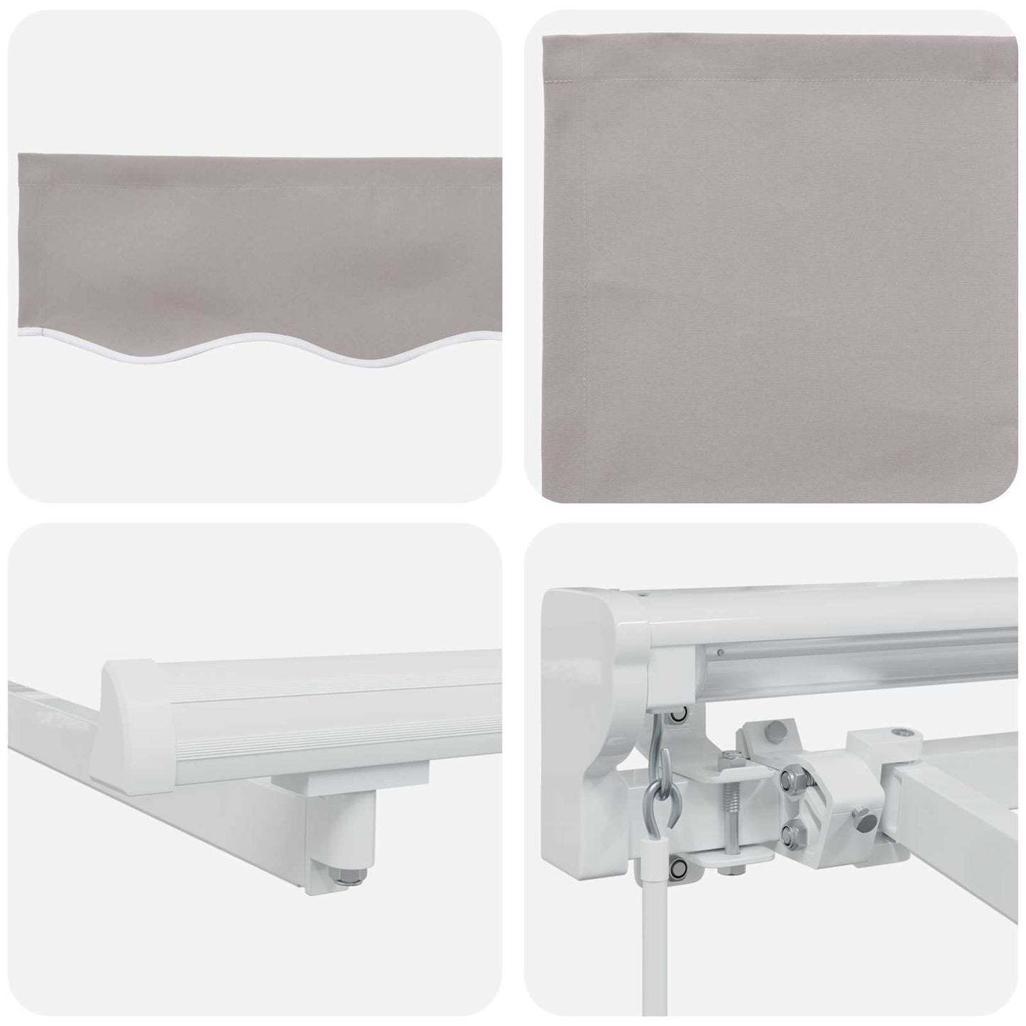 Manual Awning Frame with LEDs Light Grey and White 4.5 x 3 m