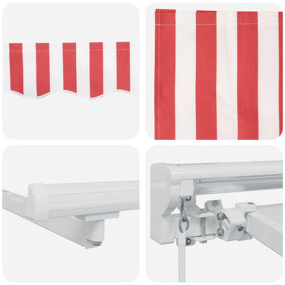 Manual Awning Frame with LEDs Red and White 4.5 x 3.5 m
