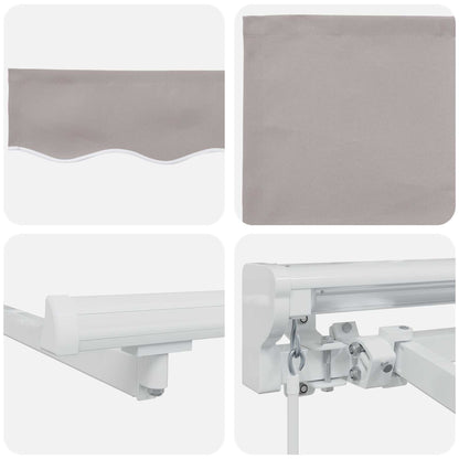 Manual Awning Frame with LEDs Light Grey and White 5 x 3 m