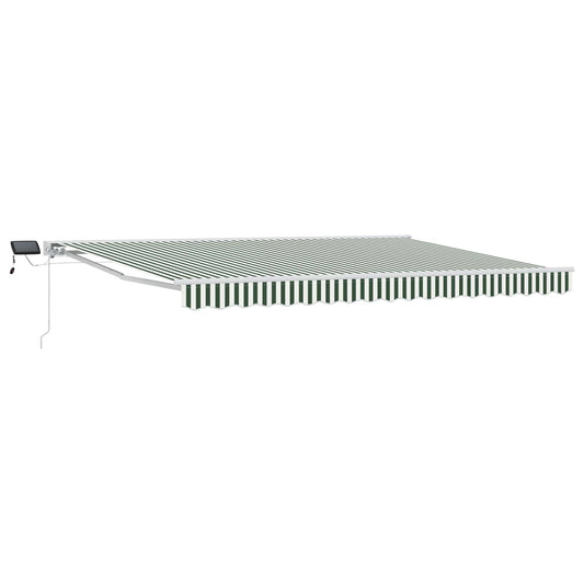 Manual Awning Frame with LEDs Green and White 5 x 3 m