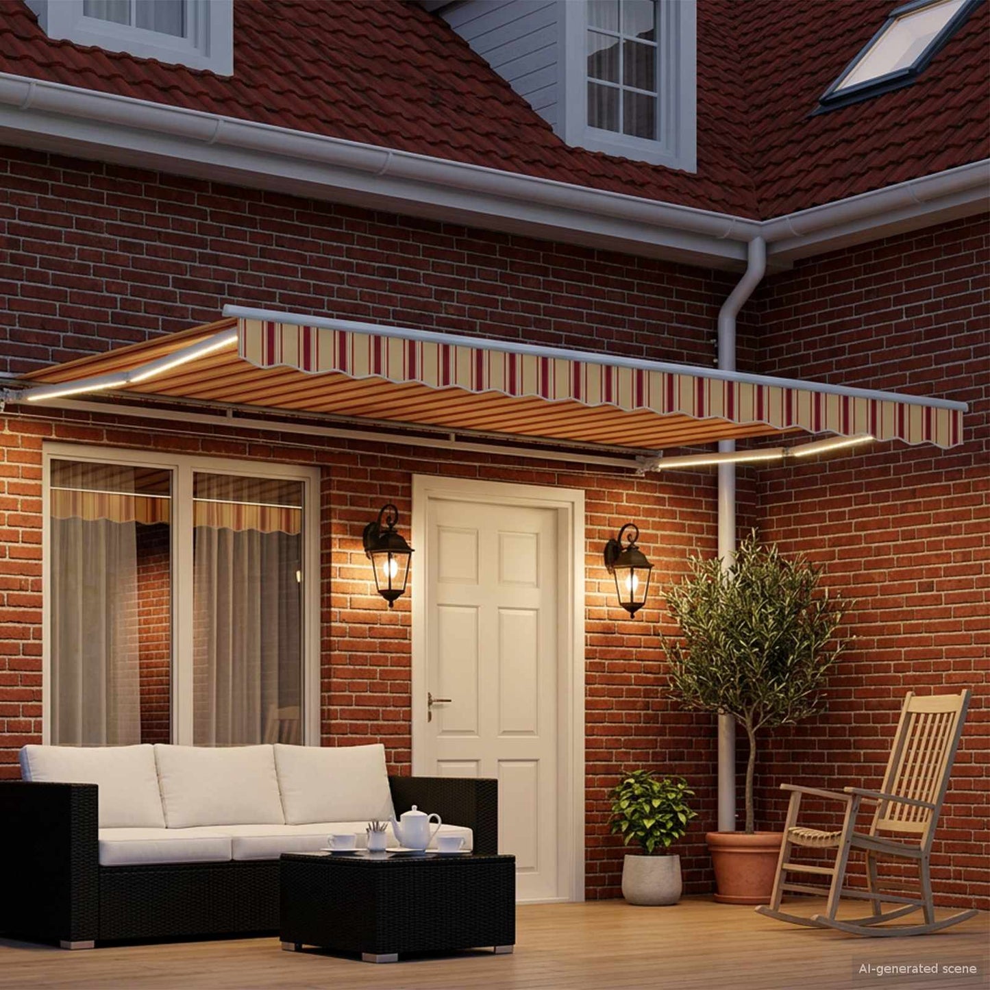 Manual Awning Frame with LEDs 5 x 3.5 m