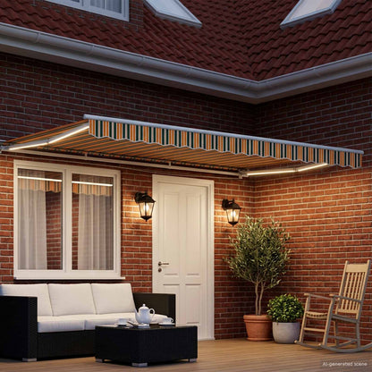 Manual Awning Frame with LEDs Green, Yellow and White 5 x 3.5 m