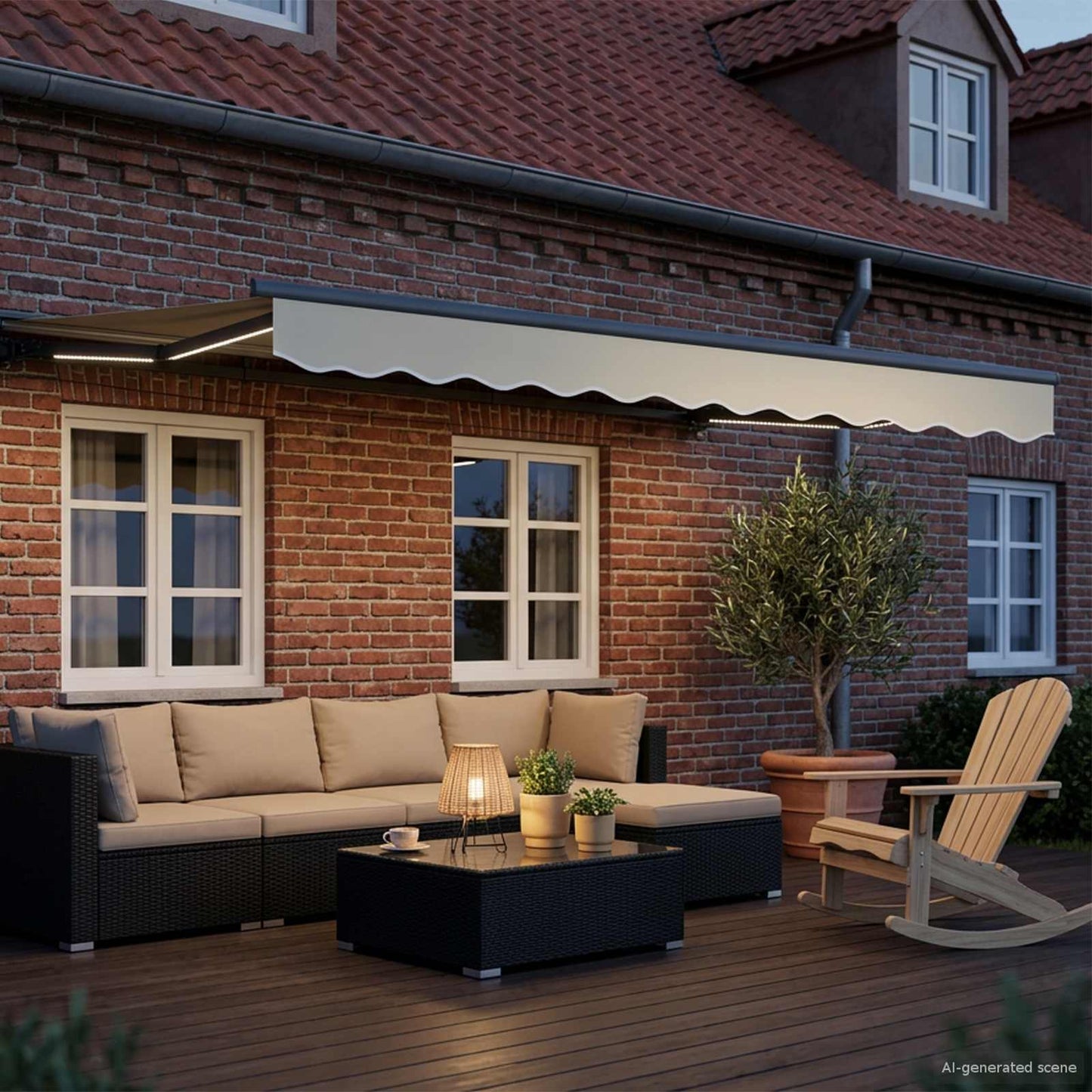 Cream and Anthracite 2.5 x 2 m Polyester with PU coating