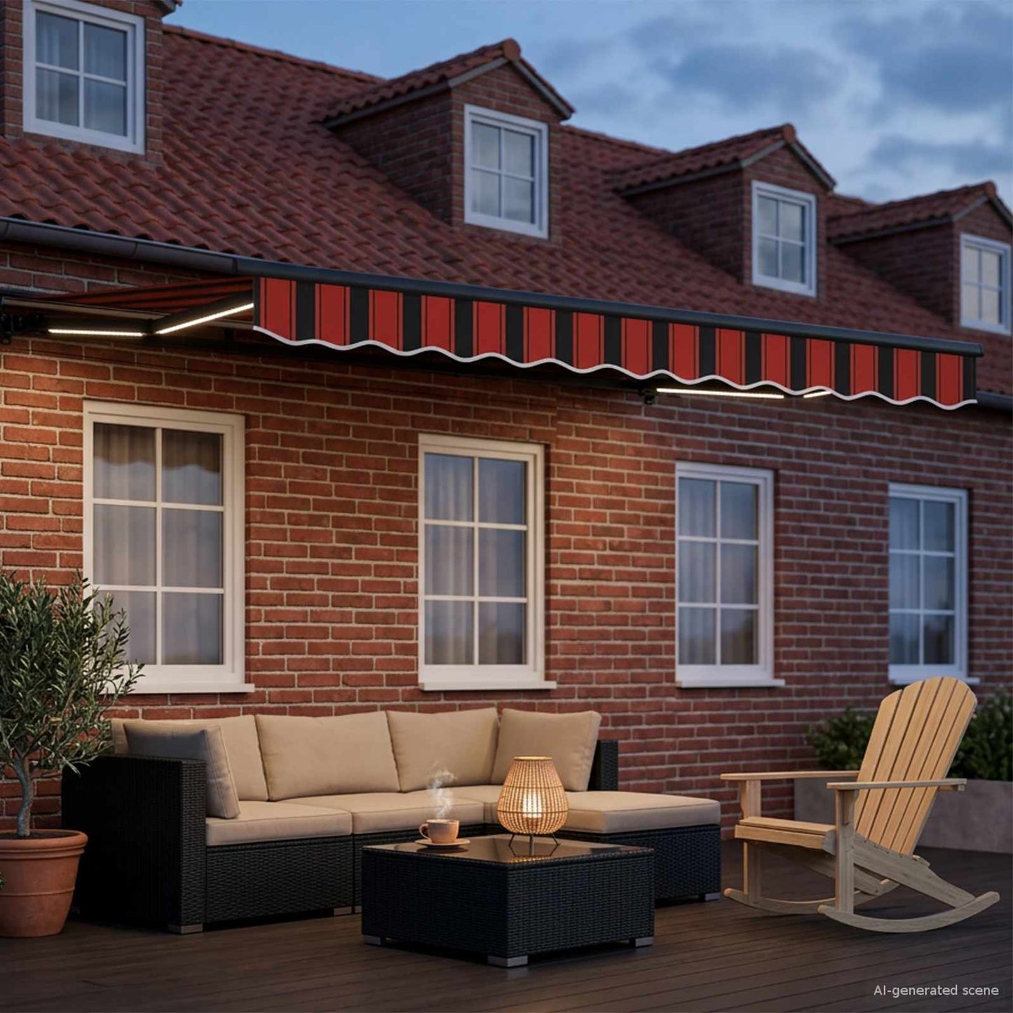 Manual Awning Frame with LEDs 3.5 x 2 m