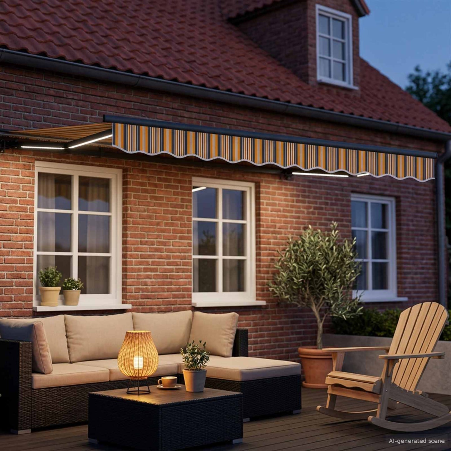 Manual Awning Frame with LEDs 3.5 x 2 m