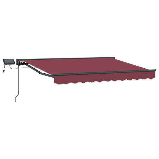 Manual Awning Frame with LEDs Burgundy and Anthracite 3 x 2.5 m