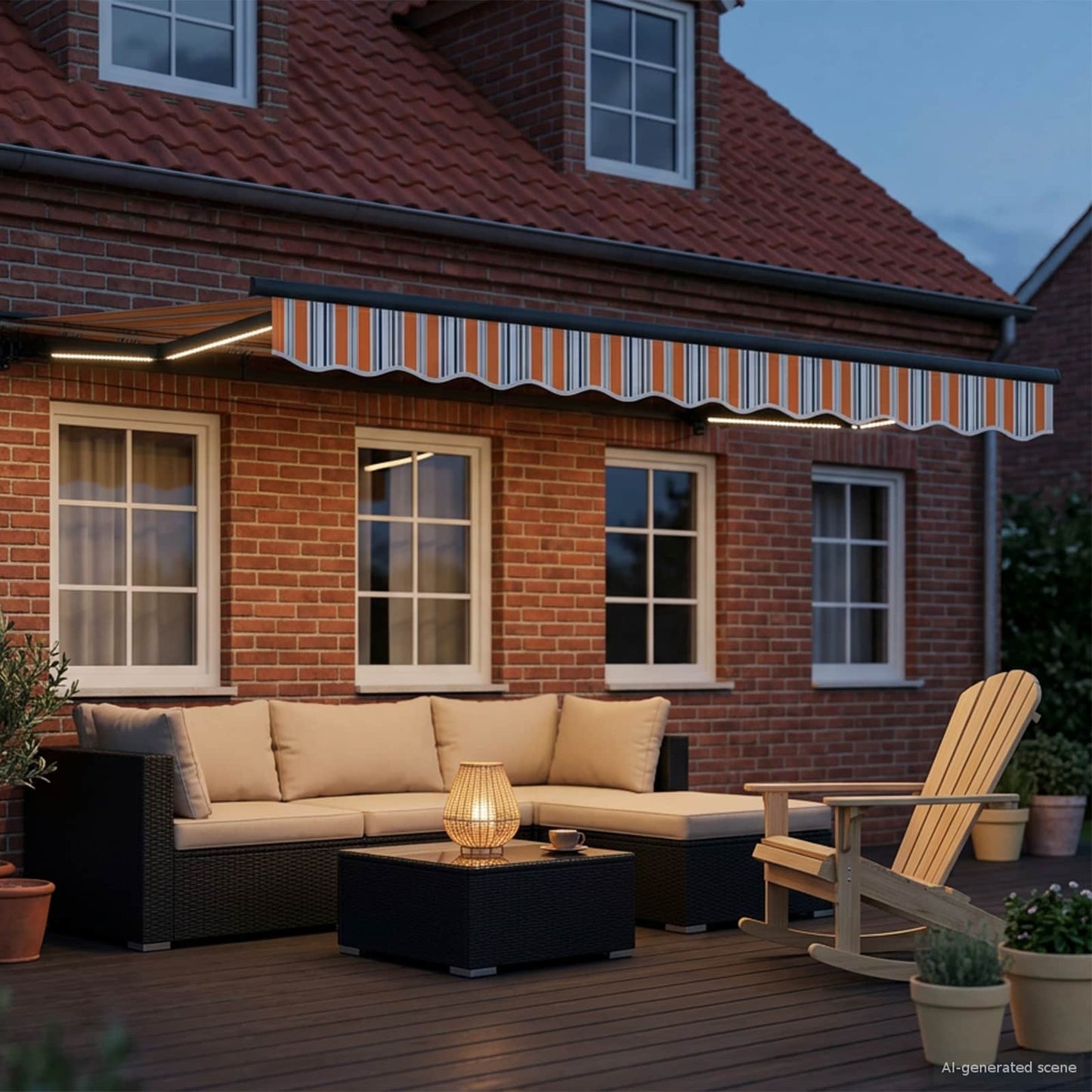 Manual Awning Frame with LEDs 3 x 2.5 m