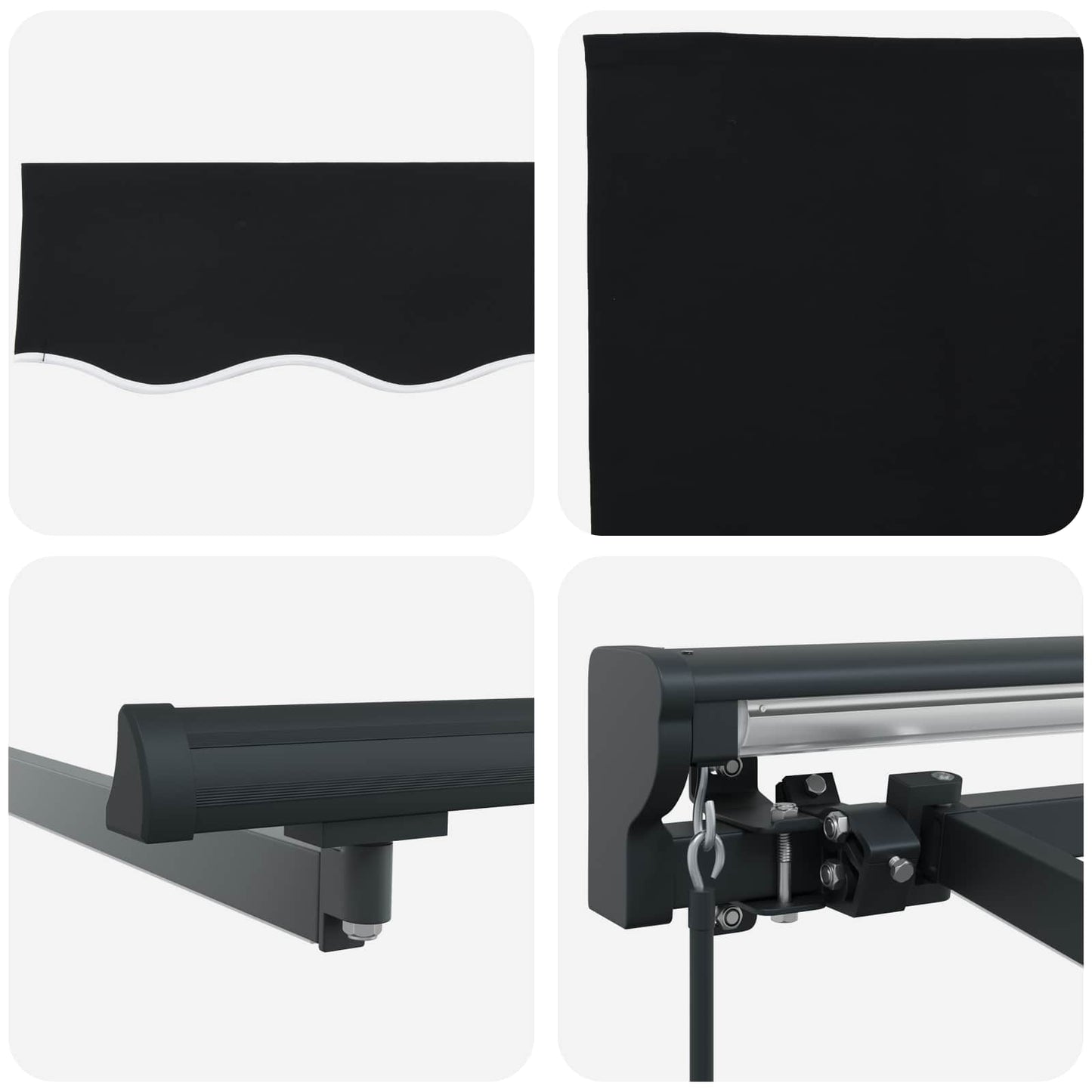 Manual Awning Frame with LEDs Black and Anthracite 3 x 2.5 m