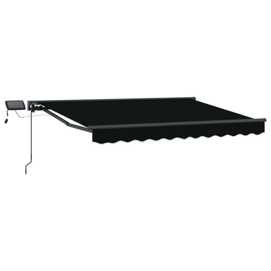 Manual Awning Frame with LEDs Black and Anthracite 3 x 2.5 m