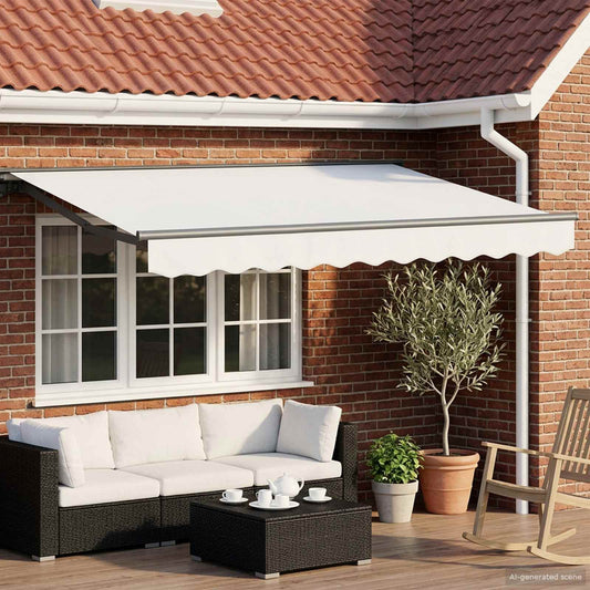 Manual Awning Frame with LEDs White and Anthracite 3 x 2.5 m