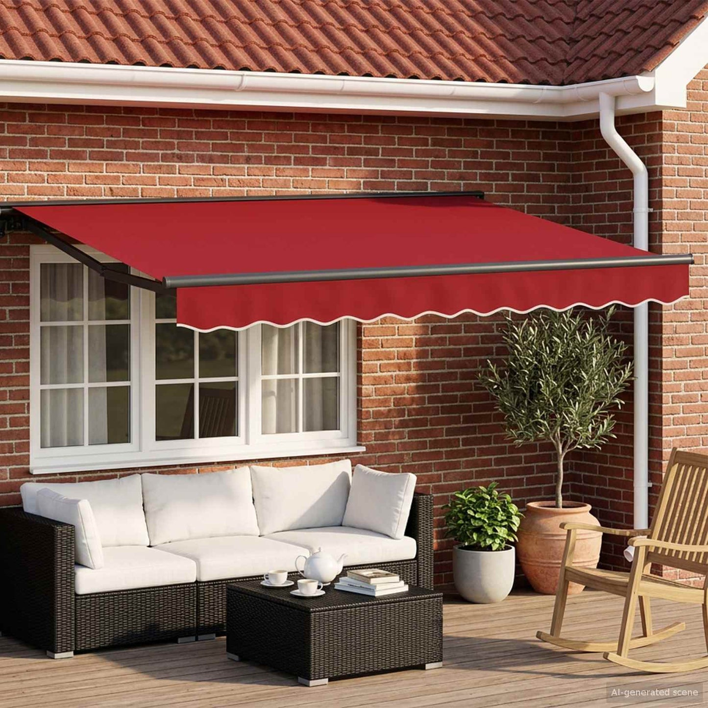 Manual Awning Frame with LEDs Red and Anthracite 3 x 2.5 m