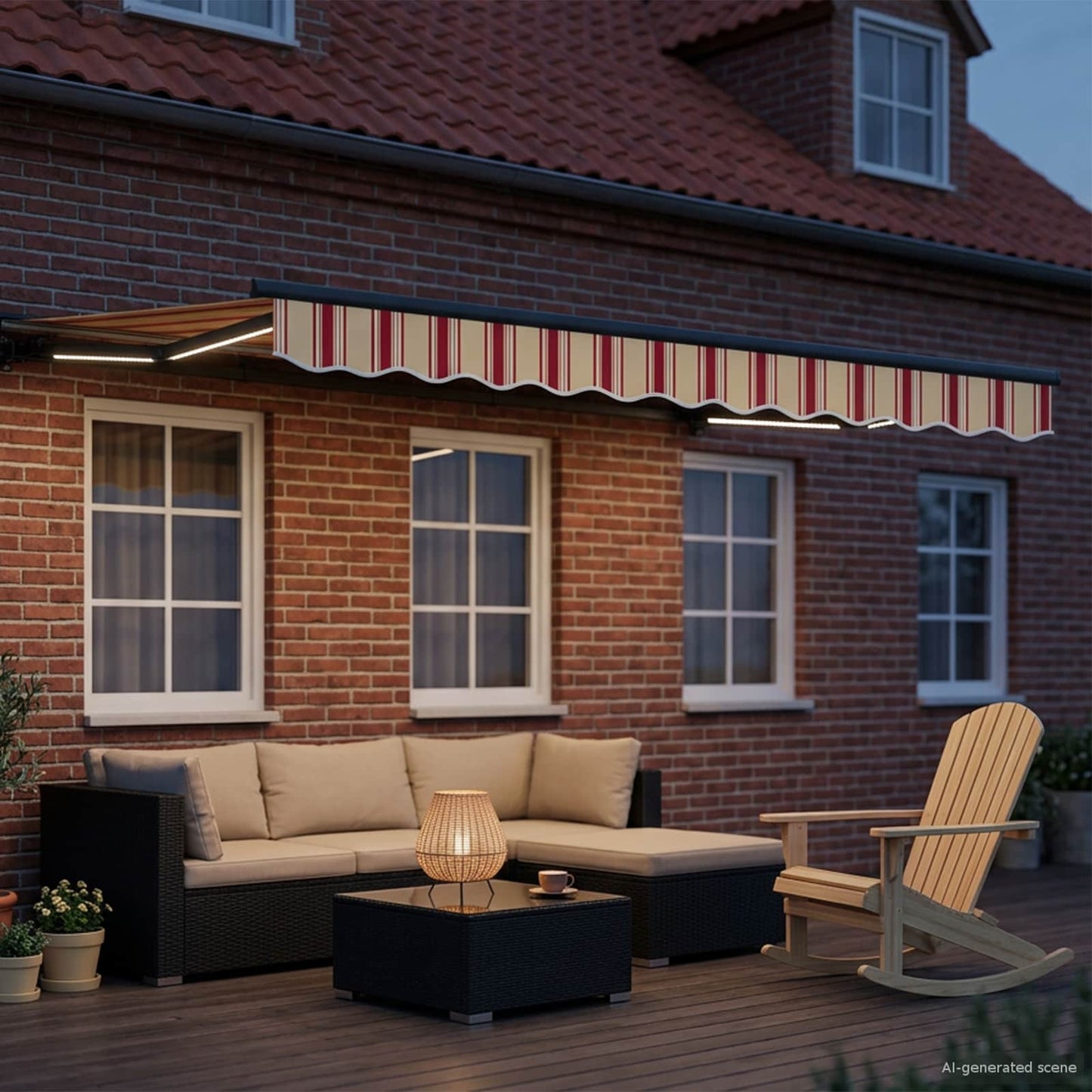 Manual Awning Frame with LEDs 3.5 x 2.5 m