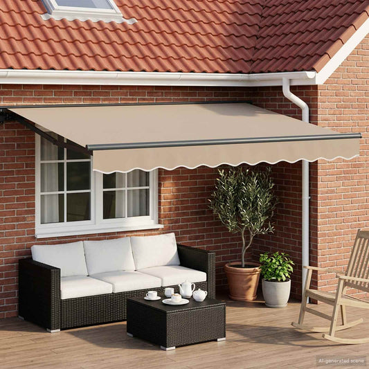 Manual Awning Frame with LEDs Beige and Anthracite 3.5 x 2.5 m