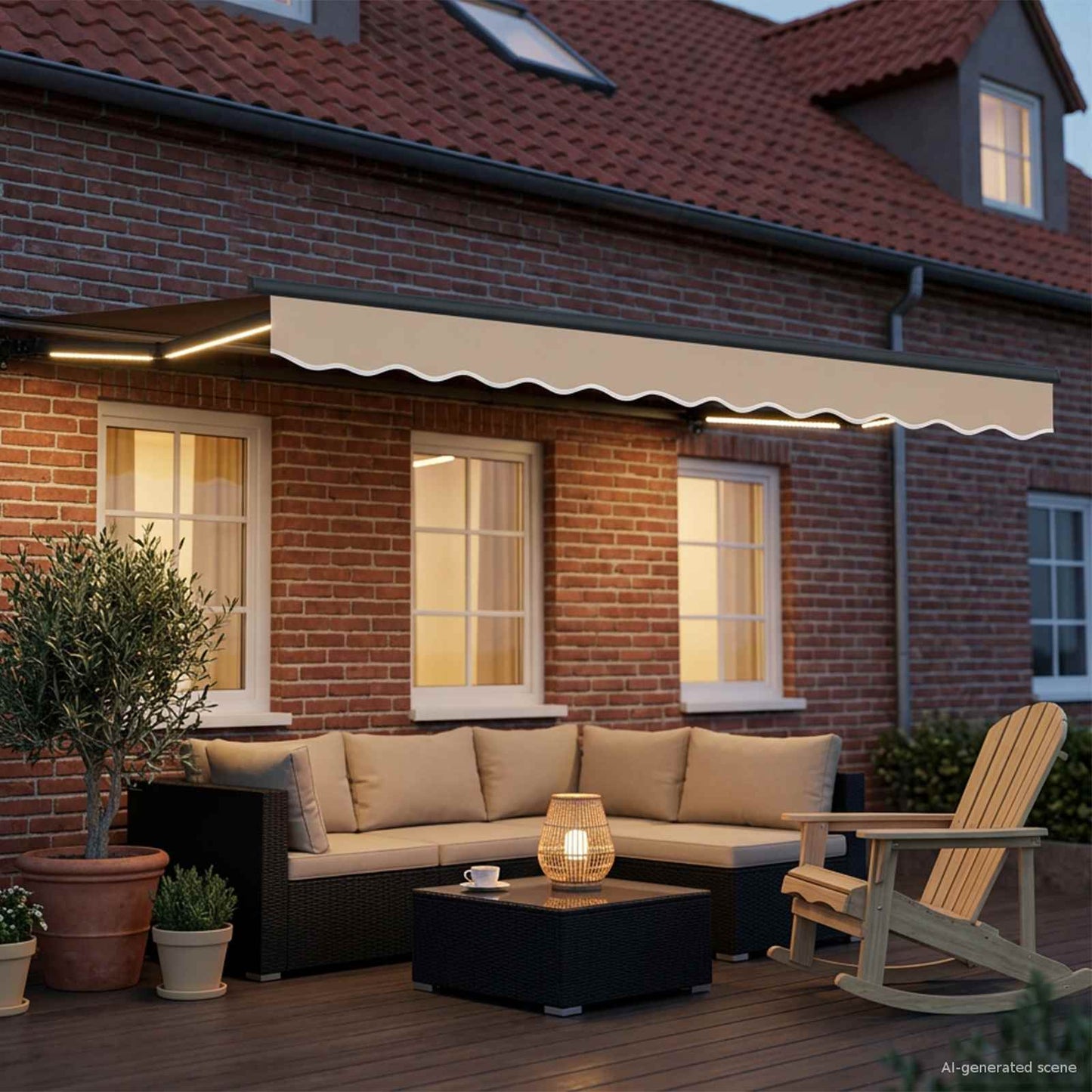 Beige and Anthracite 3.5 x 2.5 m Polyester with PU coating