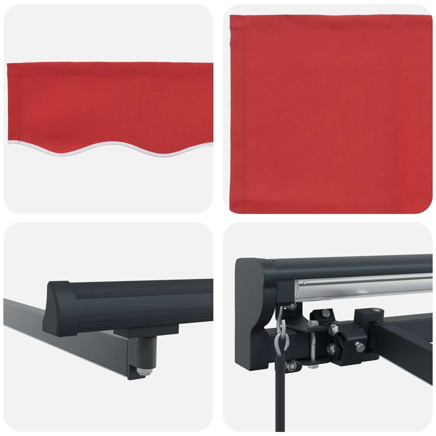 Manual Awning Frame with LEDs Red and Anthracite 3.5 x 2.5 m