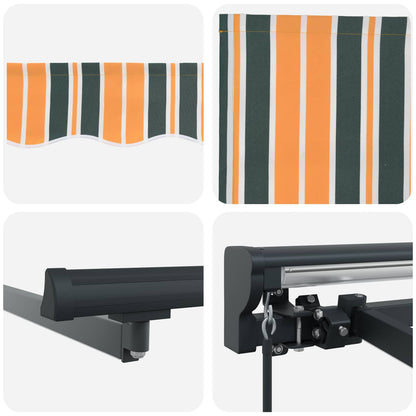 Manual Awning Frame with LEDs 4 x 3 m Polyester with PU coating