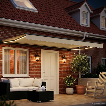Manual Awning Frame with LEDs Cream and Anthracite 4 x 3.5 m
