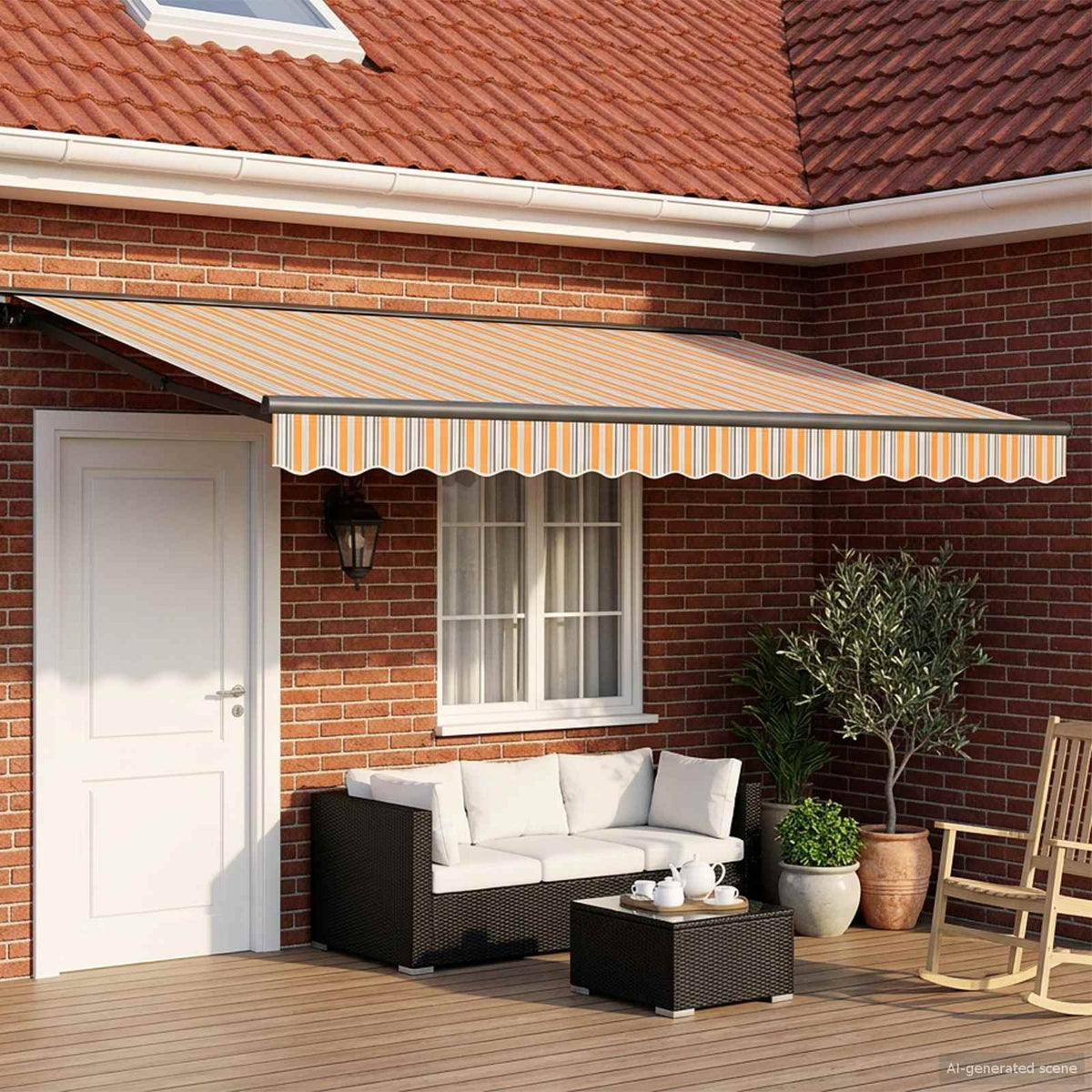 Manual Awning Frame with LEDs 4 x 3.5 m