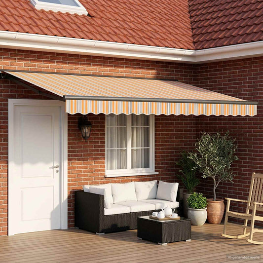 Manual Awning Frame with LEDs 4.5 x 3 m