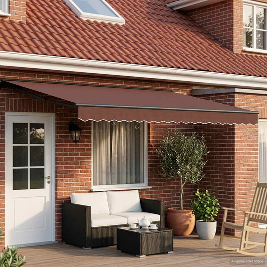 Manual Awning Frame with LEDs Brown and Anthracite 4.5 x 3.5 m
