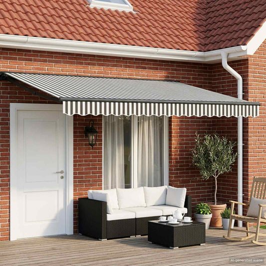 Manual Awning Frame with LEDs Anthracite and White 4.5 x 3.5 m