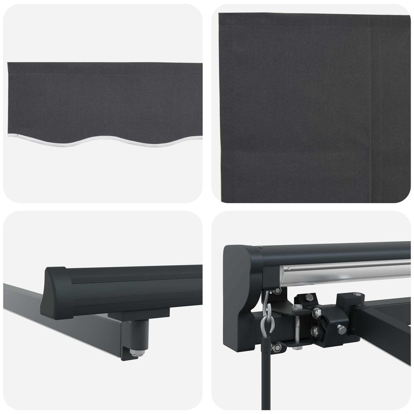Manual Awning Frame with LEDs Anthracite 5 x 3 m