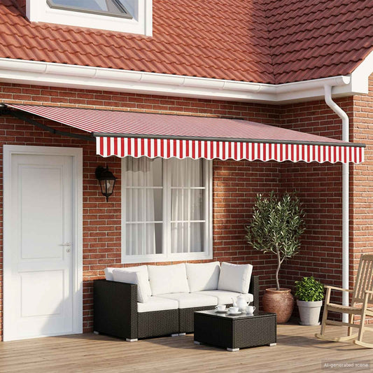 Manual Awning Frame with LEDs Red, White and Anthracite 5 x 3 m