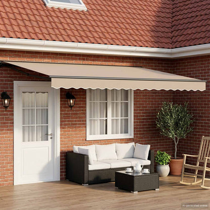 Manual Awning Frame with LEDs Beige and Anthracite 5 x 3.5 m