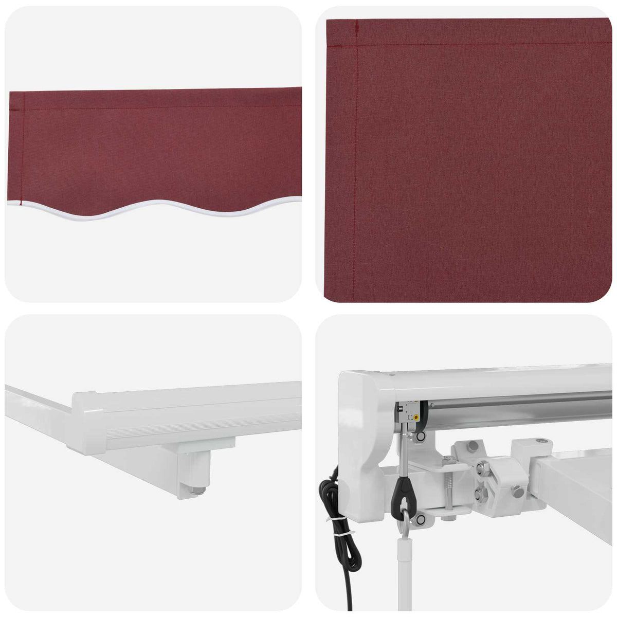 Electric Retractable Awning Burgundy and White 2.5 x 2 m