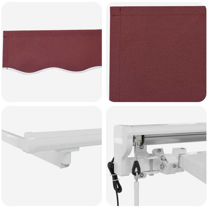 Electric Retractable Awning Burgundy and White 2.5 x 2 m