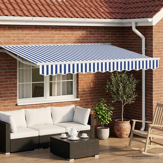 Electric Retractable Awning Blue and White 3.5 x 2 m
