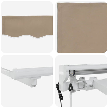 Electric Retractable Awning Beige and White 3.5 x 2 m