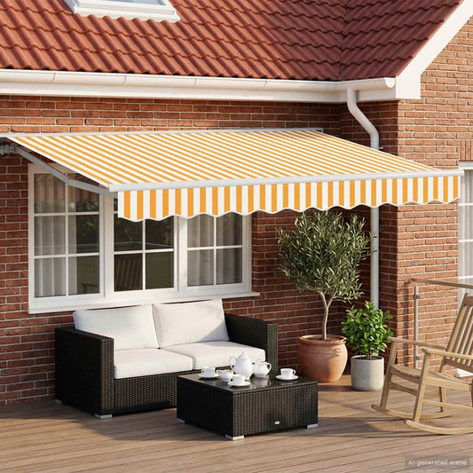 Electric Retractable Awning Yellow and White 3 x 2.5 m