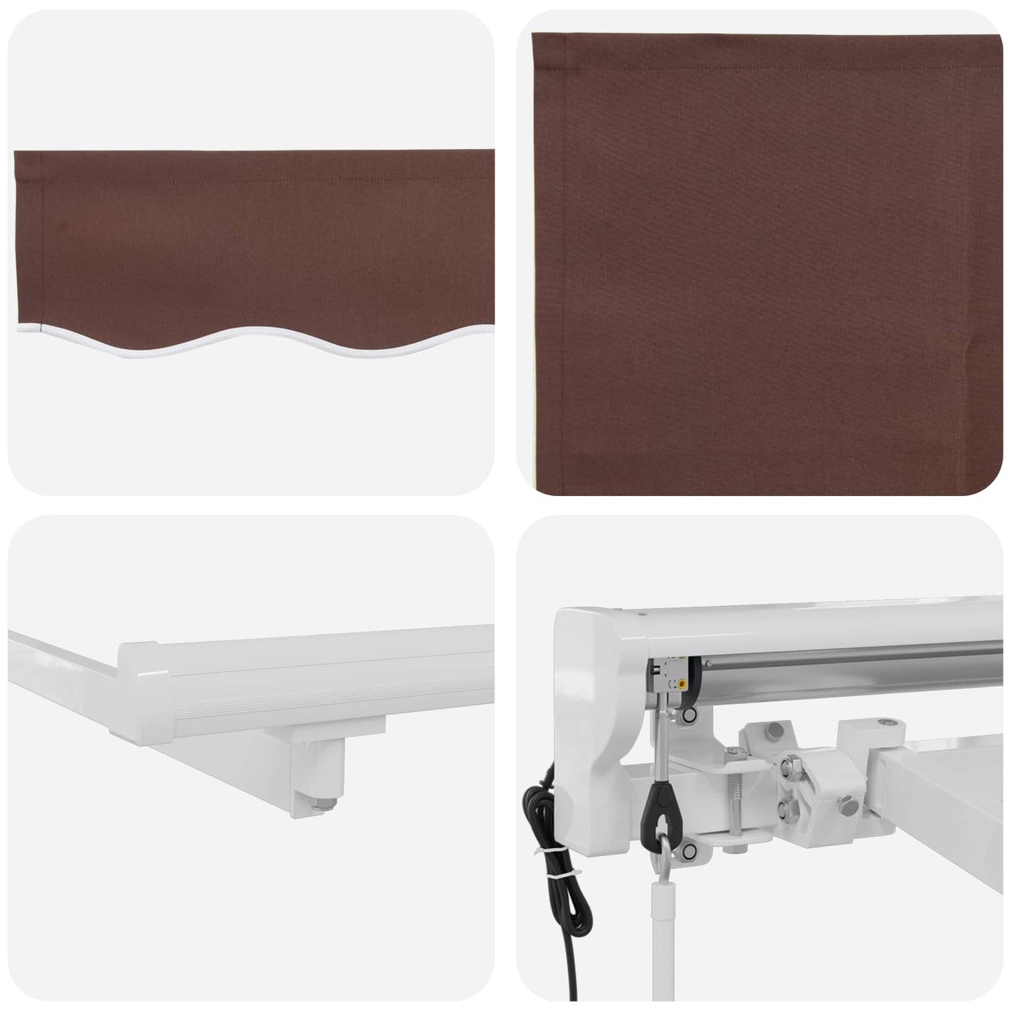 Electric Retractable Awning Brown and White 3 x 2.5 m