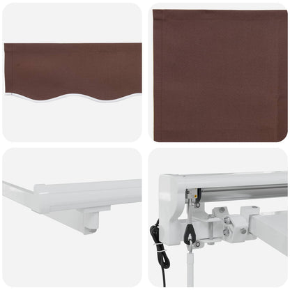 Electric Retractable Awning Brown and White 3 x 2.5 m