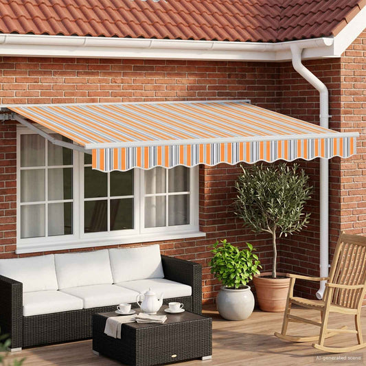 Electric Retractable Awning Blue, Orange and White 3 x 2.5 m